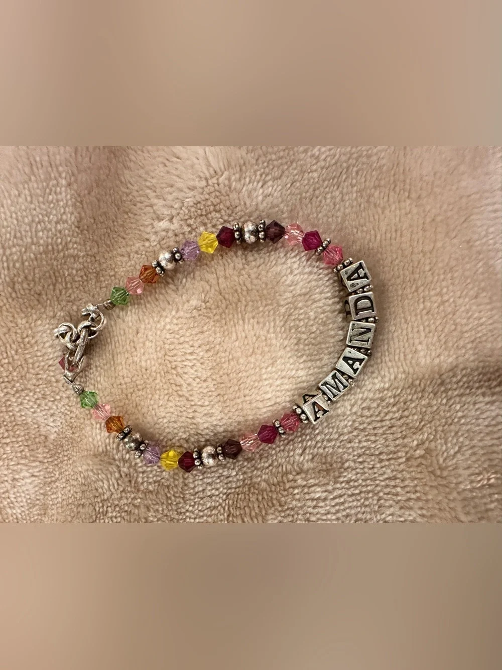 Personalized Kids Amanda Multicolor Beaded Name Bracelet- Adjustable